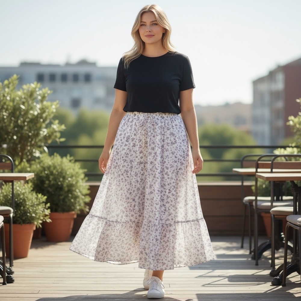 Torrid‎ Purple Floral Wash Gauze Tiered Maxi Skirt 3X 22-24 New 44870796